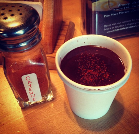 Put this hot chocolate (cacao, milk, cardamom, cayenne, no sugar) in your pipe and smoke it!