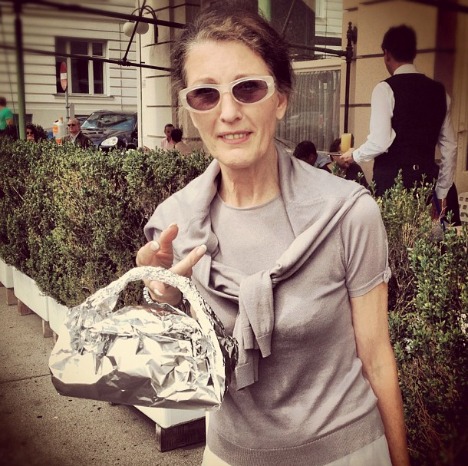 A lady I met in Vienna a few years back, with her al-foil doggy bag.