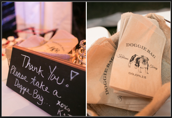 I love this couple's proactive doggy bag option at their wedding reception!