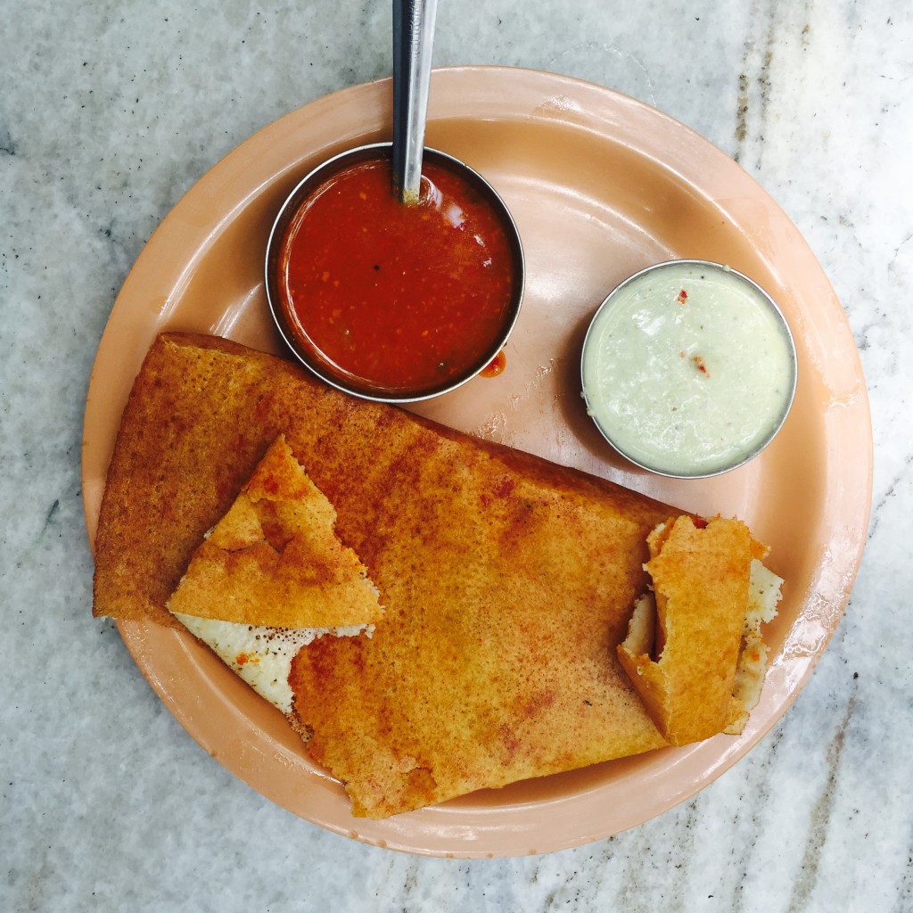 Masala dosa at Airlines Hotel (a cafe set up in a carpark).